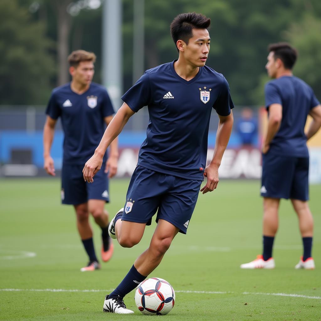 Laqin Fan practicing with the University of Memphis basketball team