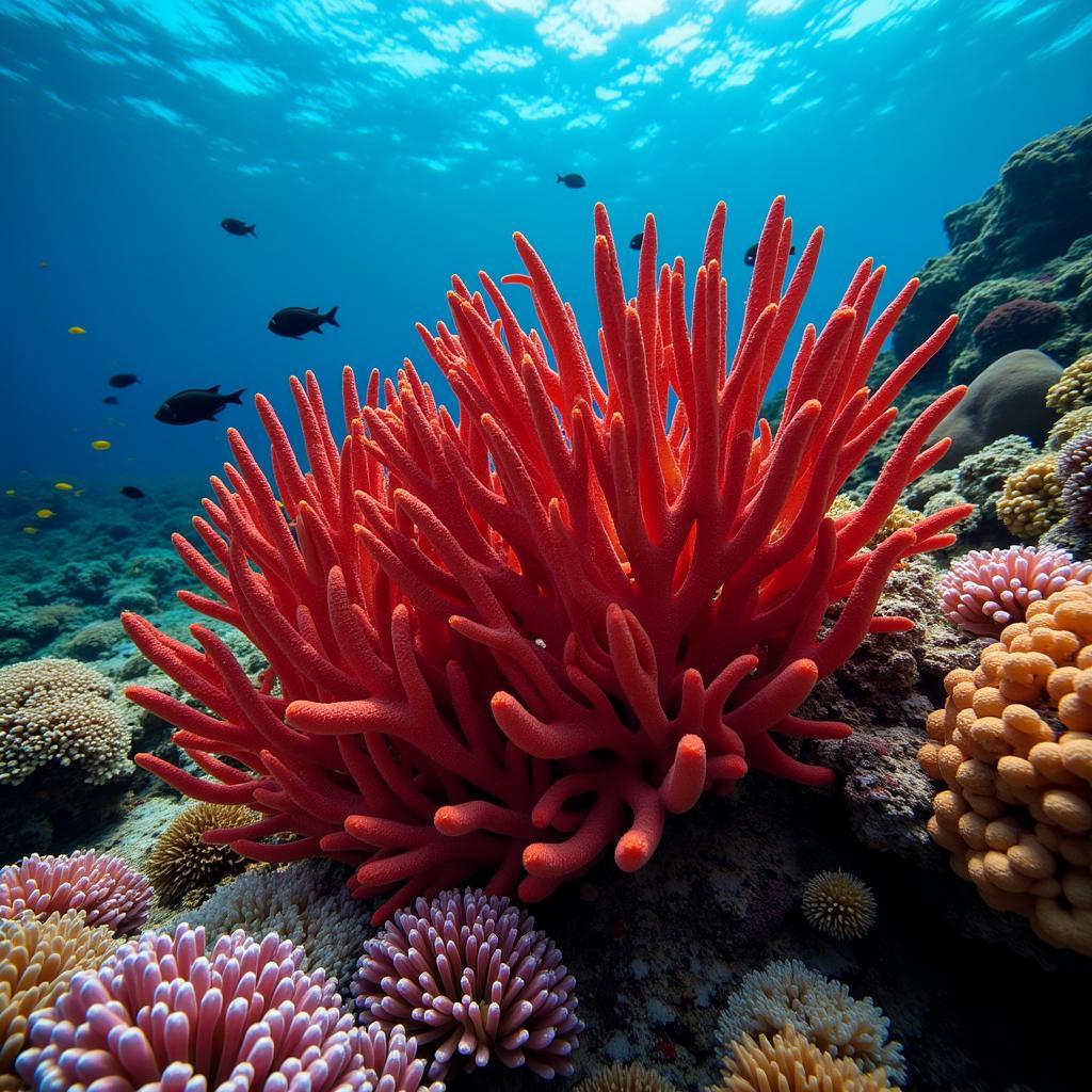 Leather Sea Fan on a Vibrant Coral Reef