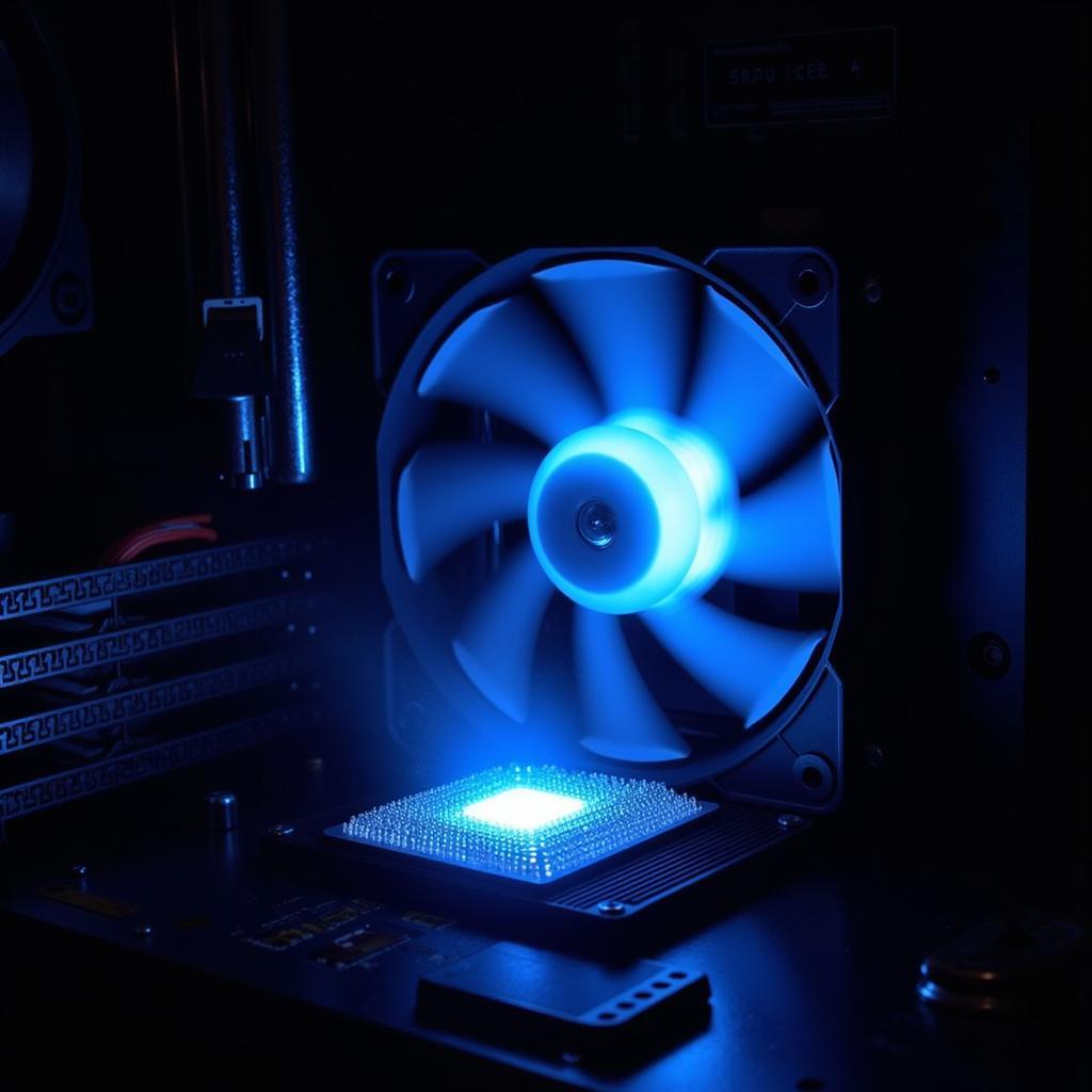 LED CPU Fan Cooling a Processor