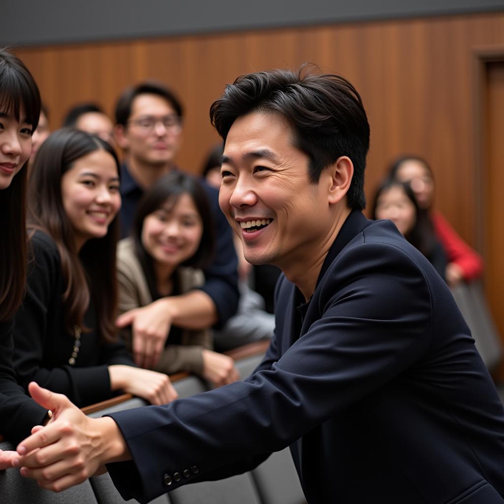 Lee Dong-wook interacting with fans at a fan meeting