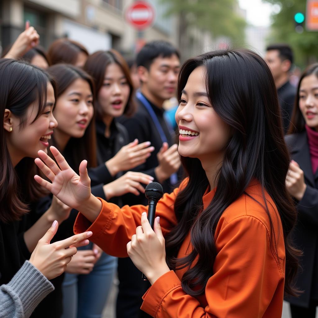 Linh Ka interacting with her fans