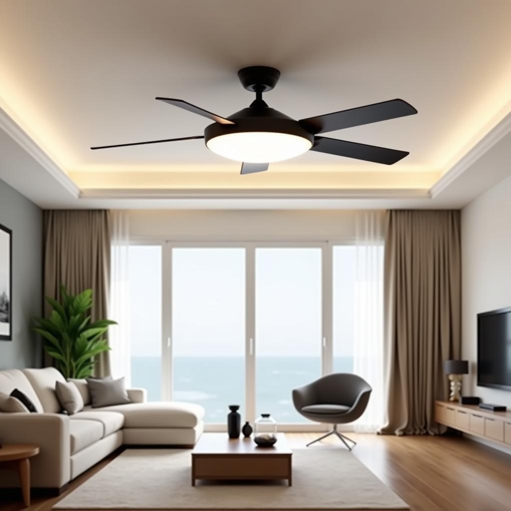 Modern LED Ceiling Fan in Living Room