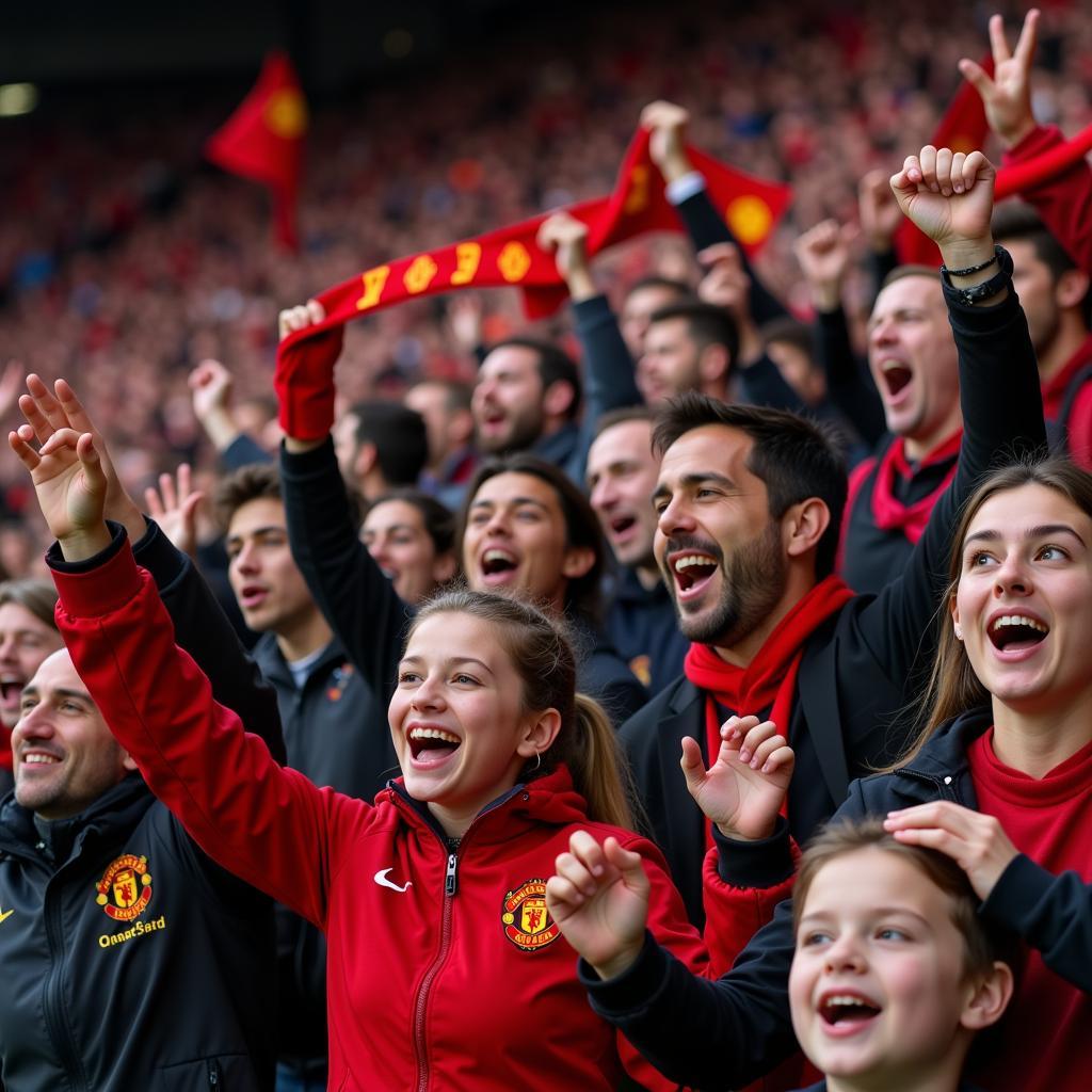 Most beautiful MU fans at Old Trafford cheering