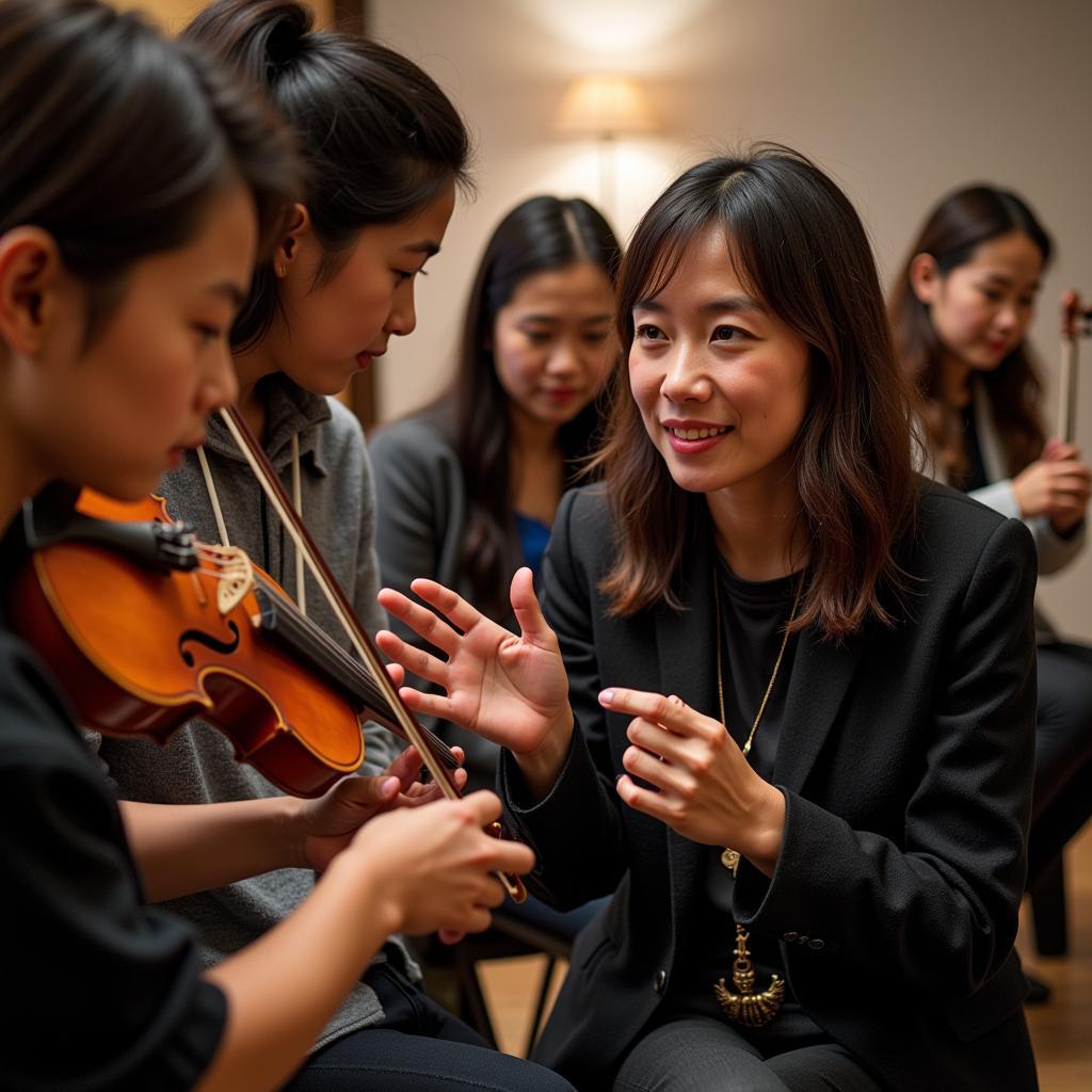 My Tam mentoring young Vietnamese musicians.