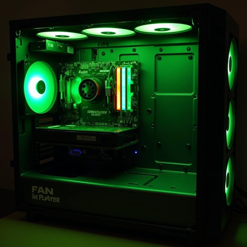 PC case illuminated by Fan 1stPlayer Greenled