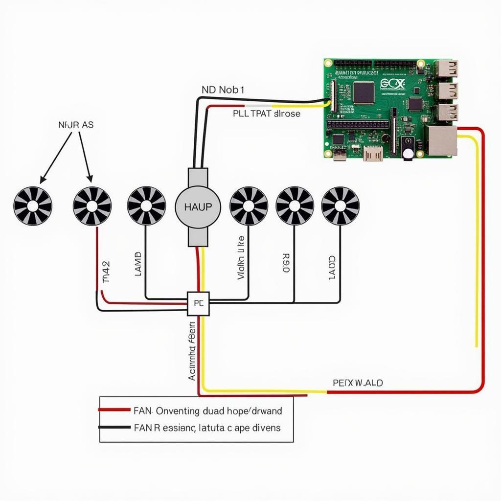 PC Case with Six Fans Wiring Diagram