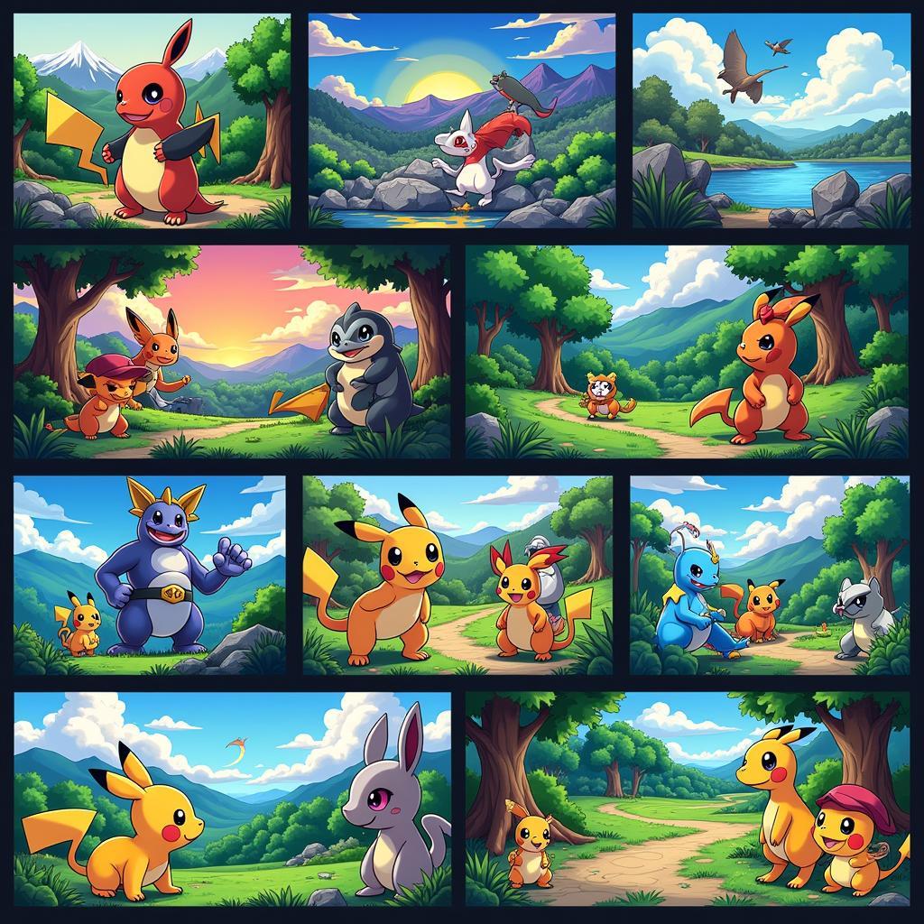 A collage of various Pokemon fan game titles and screenshots showcasing different art styles and gameplay.