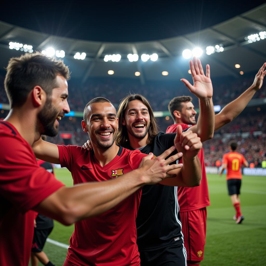 Fans Celebrating a Goal Together