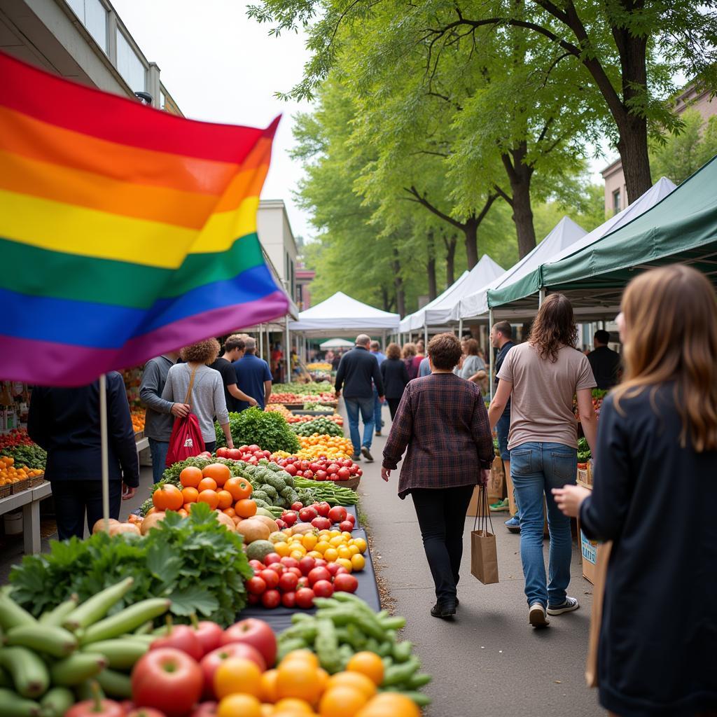 Rainbow Flag at a Farmers Market