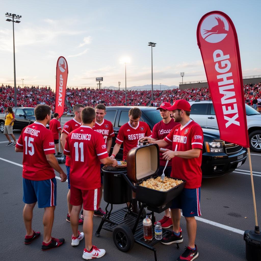 Red Phoenix fans tailgating before a game