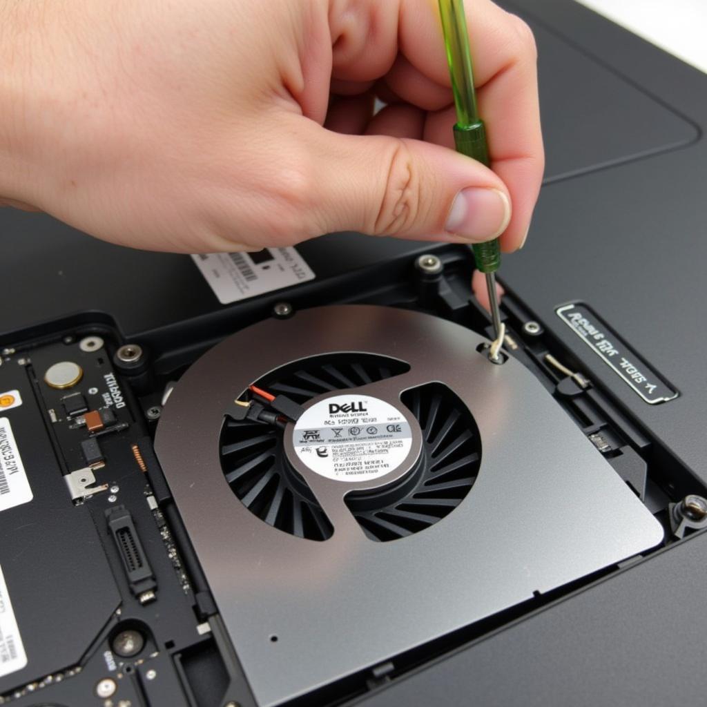 Replacing the fan inside a Dell laptop