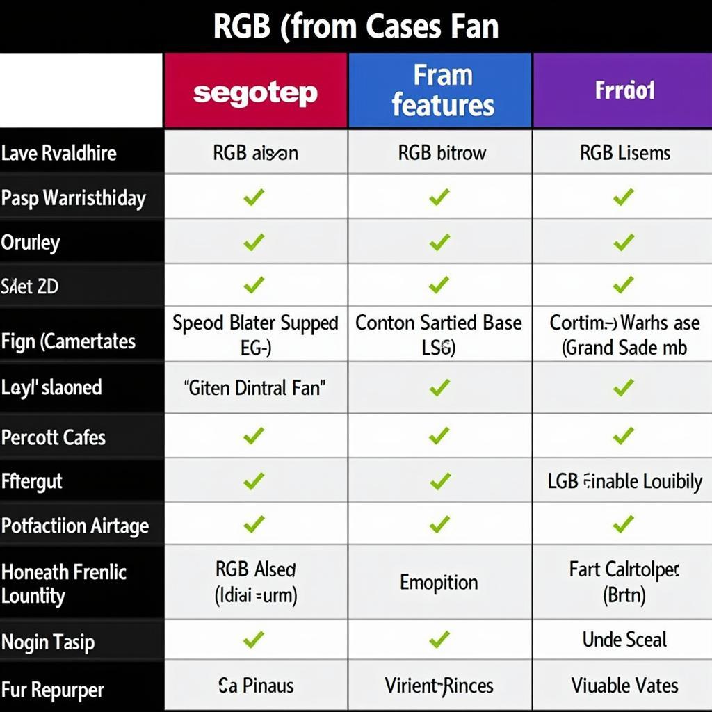 RGB Fan Case Comparison Chart