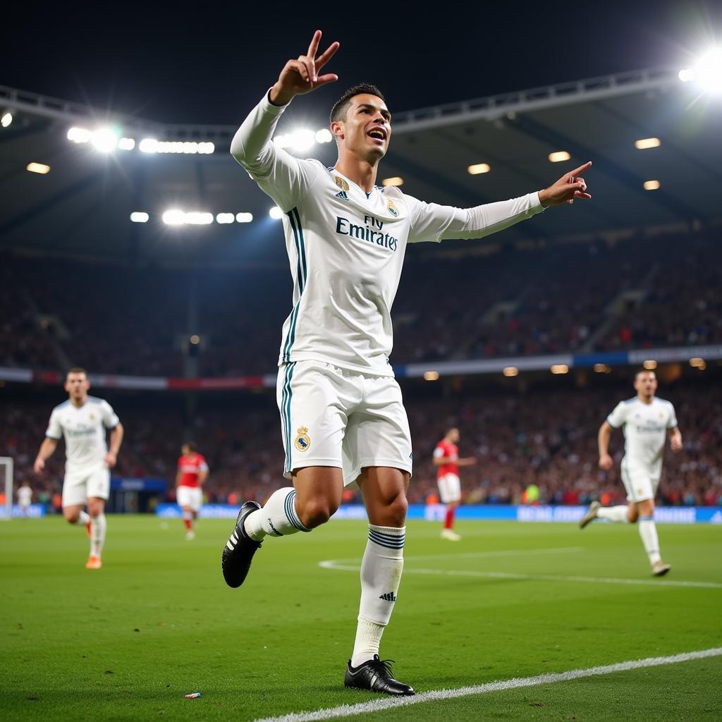 Cristiano Ronaldo Celebrating a Champions League Goal