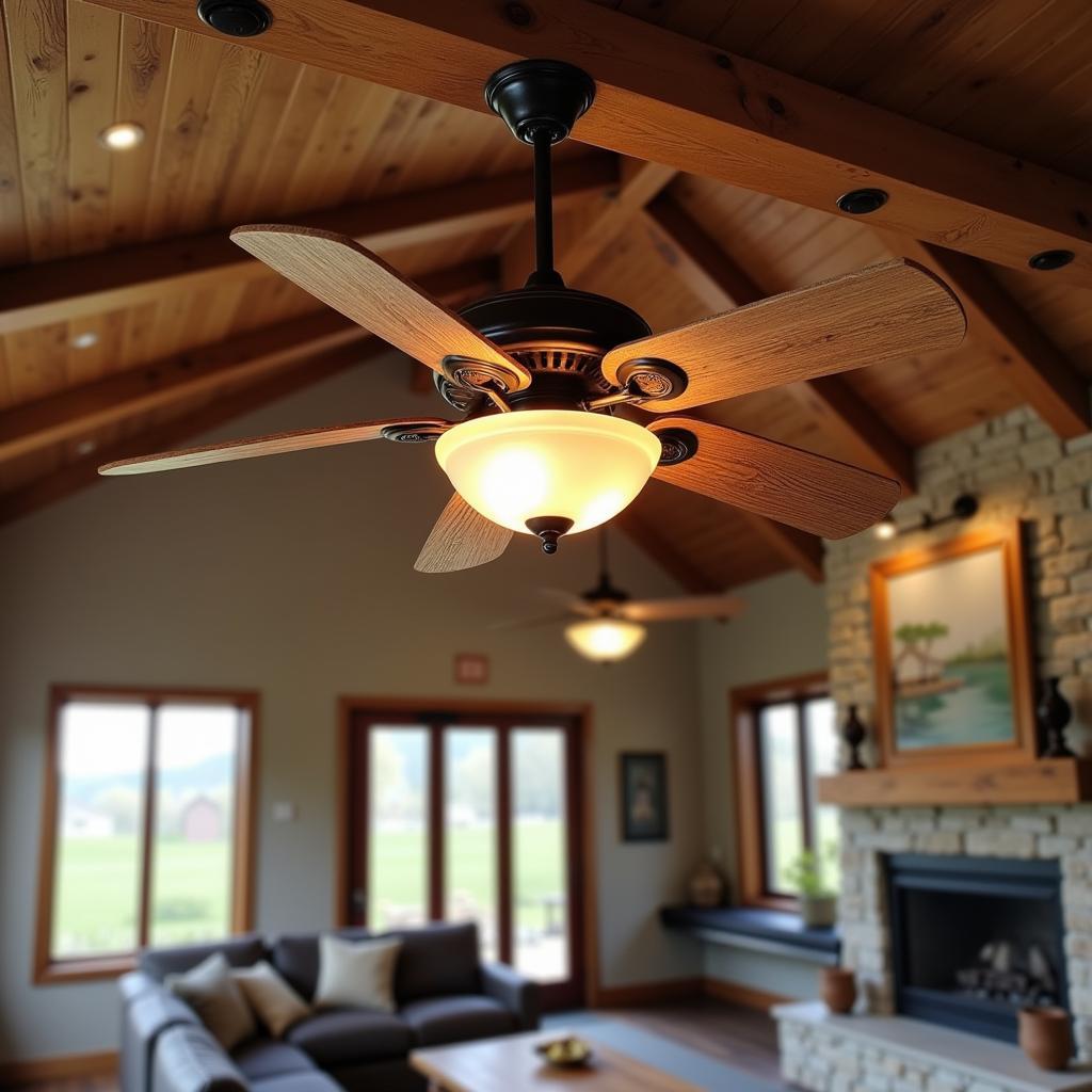 Rustic Style Ceiling Fan with LED Lights