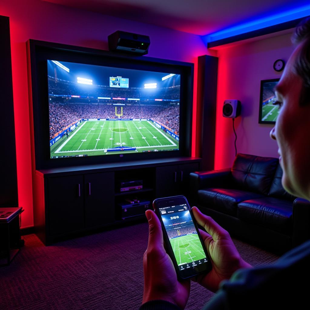 Smart Home Integrated LED Lights in Football Fan Cave