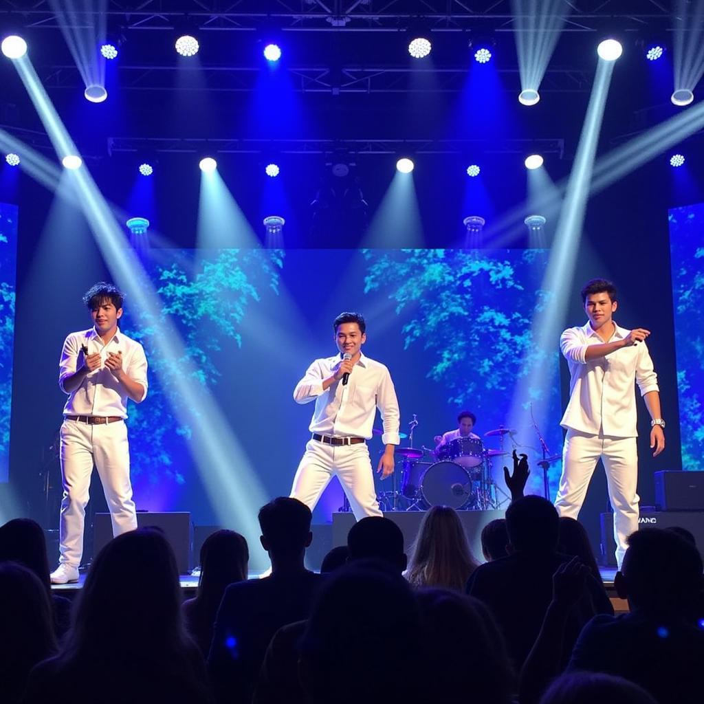 TFBOYS performing on stage at their 2016 fan meeting