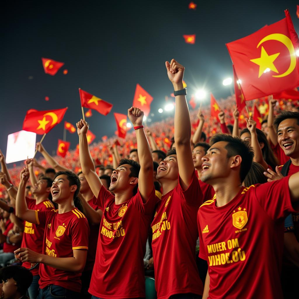 Vietnamese U23 fans celebrating a victory