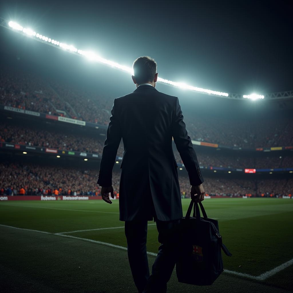 Ernesto Valverde leaving the Camp Nou 