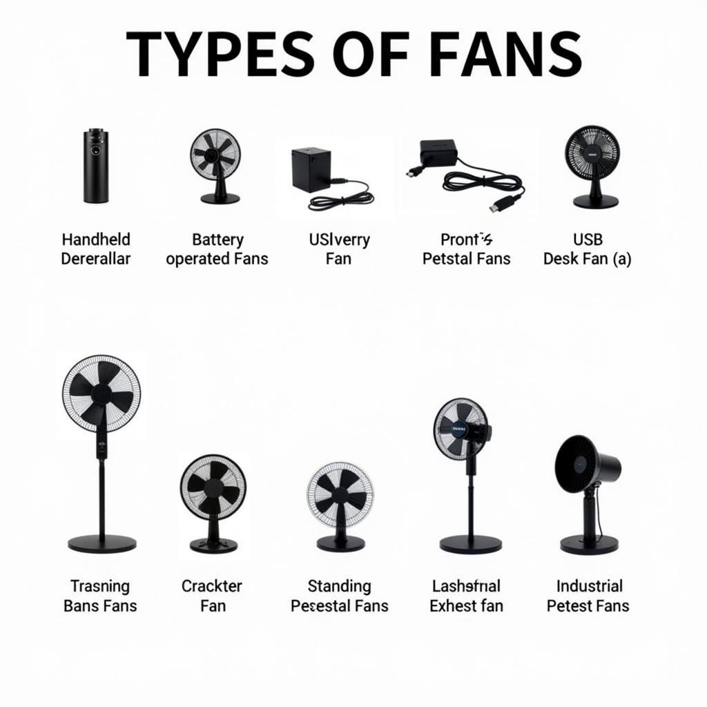 Different types of fans for various cooling needs.