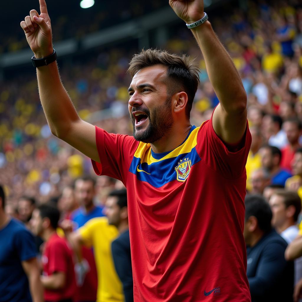 Venezuelan Fan Army Leader Cheering