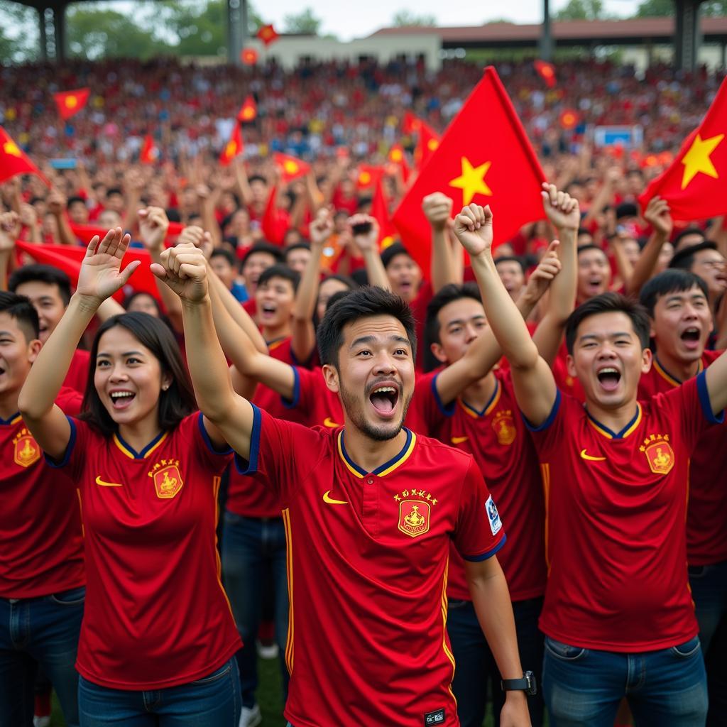 Vietnamese Football Fans Celebrating a Victory