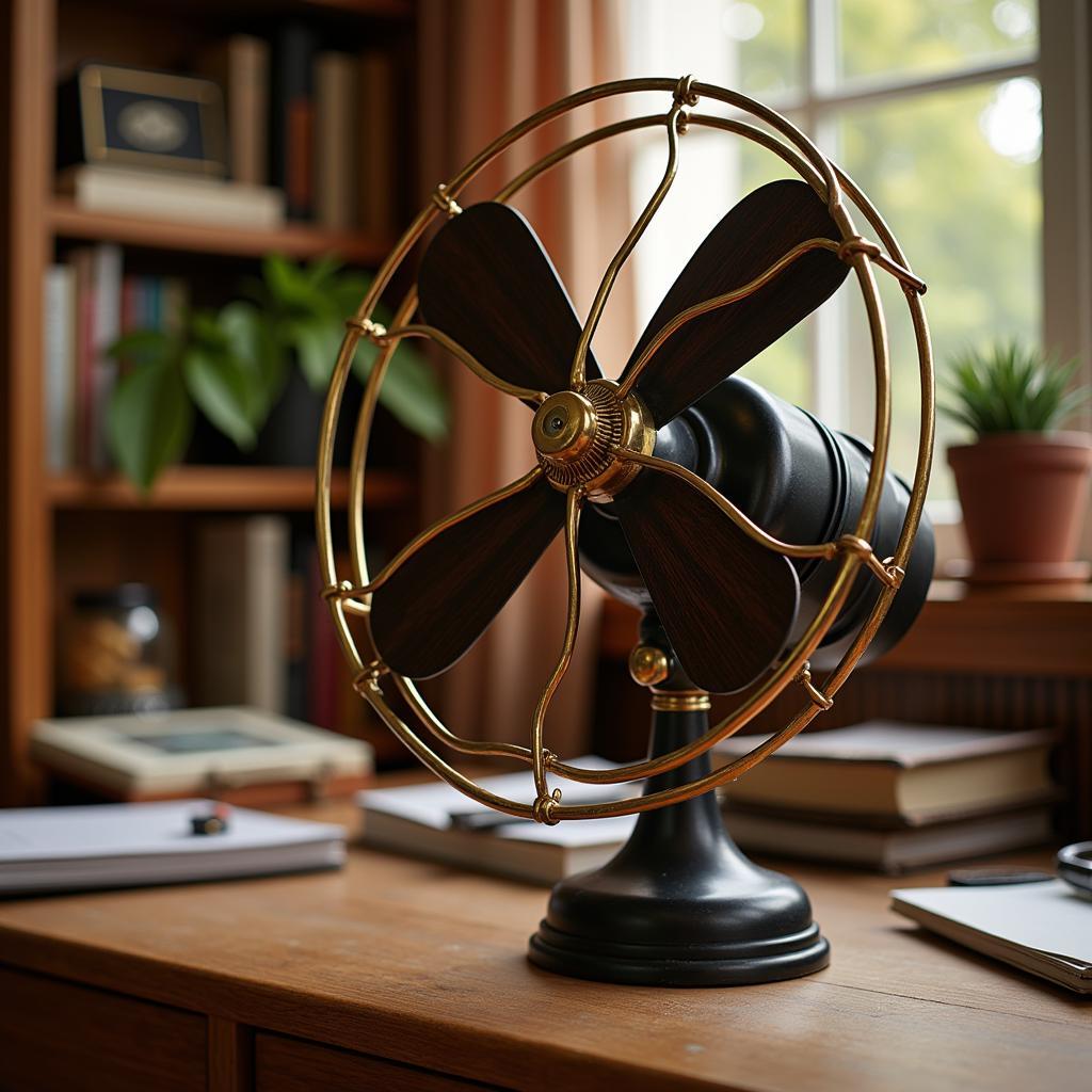 Vintage Style Desk Fan in Home Office