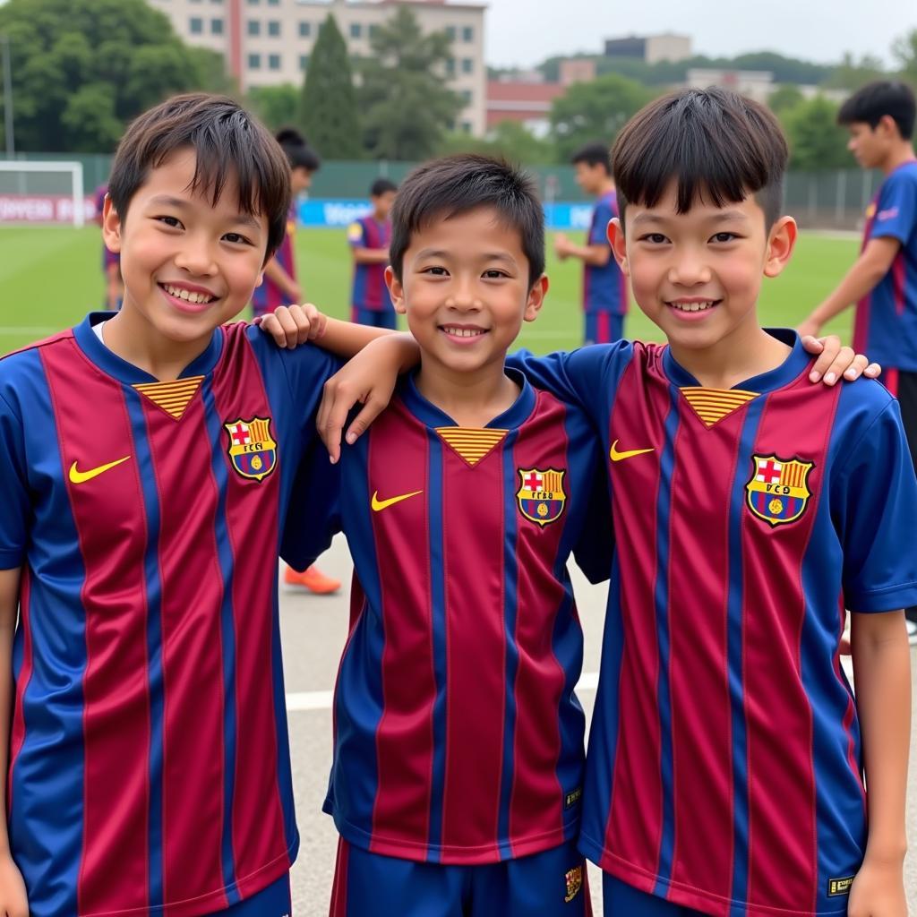 Young Vietnamese Barca Fans with Jerseys